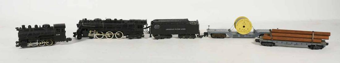 American Flyer trains: American Flyer 322 Hudson NYC loco/tender, 21155 Switcher, 936, 42597 freights