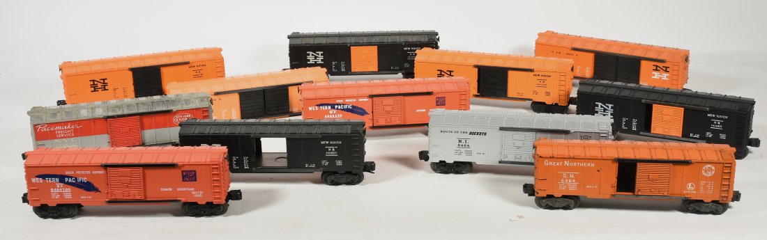 Lionel 6464 Boxcars (12): Lionel 6464 Boxcars (12) various road-names, no boxes.