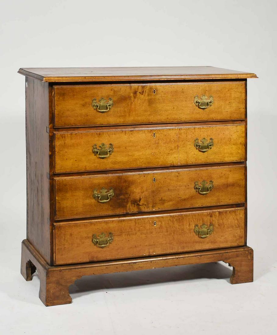Chippendale maple four drawer chest: Chippendale maple four drawer chest on bracket base, 34"W. x 15"D. x 36"H. 