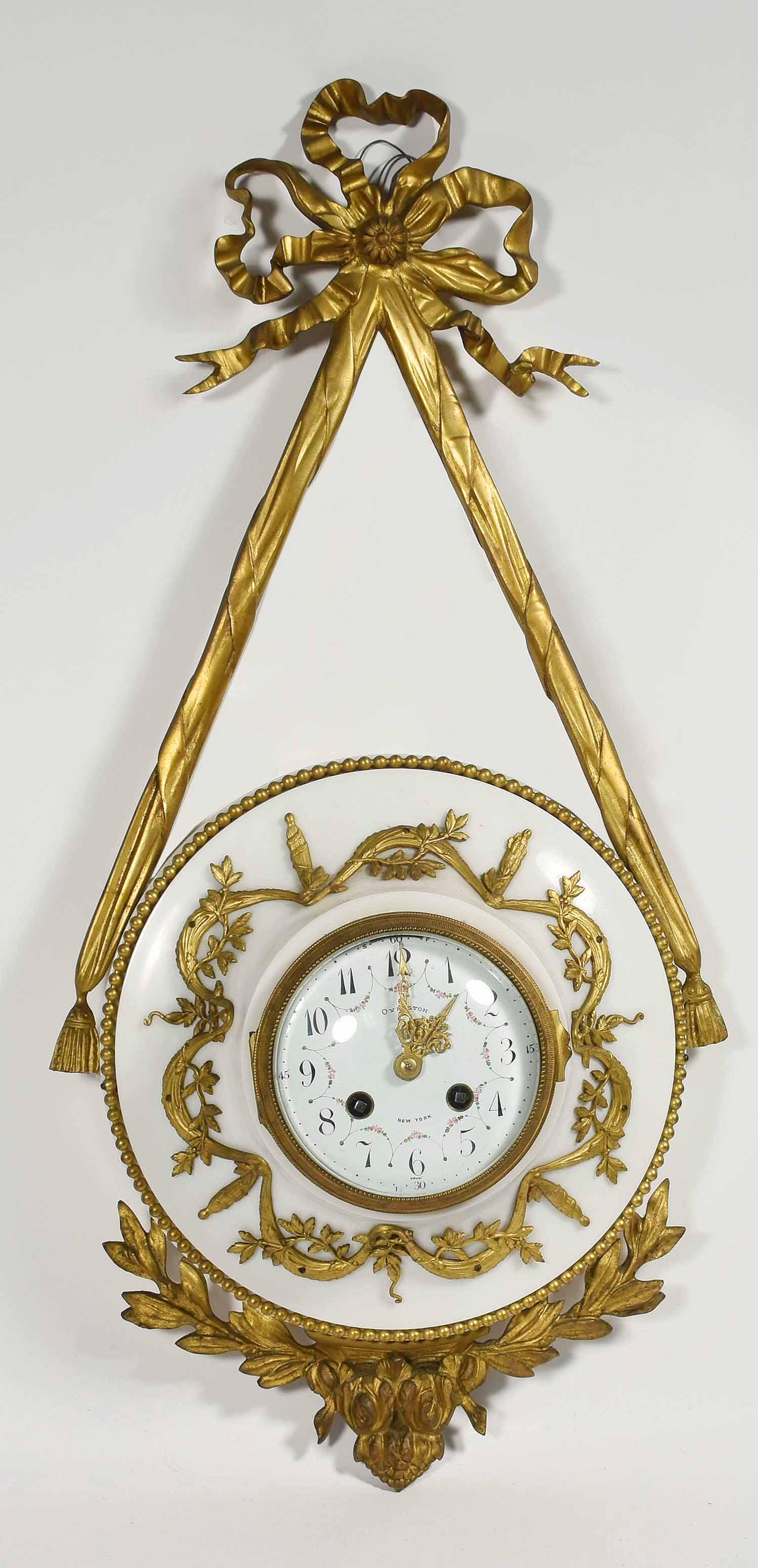 Marble & doré gilt Cartel clock, Ovington, NY (1 of 5)