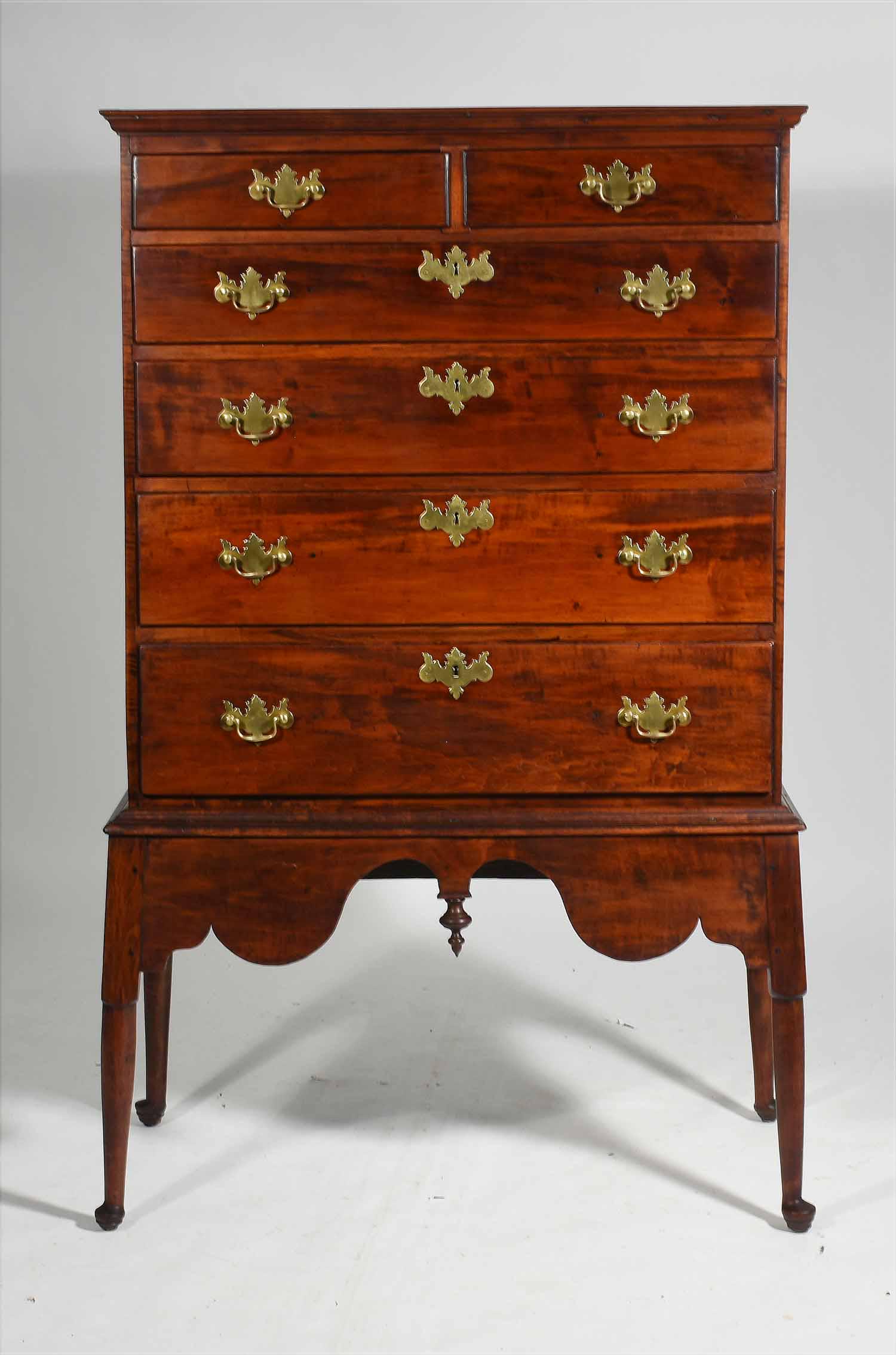 18th C. maple Queen Anne chest on frame (1 of 7)