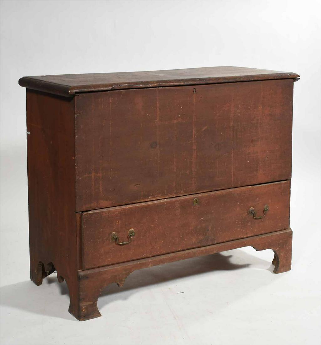 18th C. one drawer blanket chest - red paint (1 of 8)