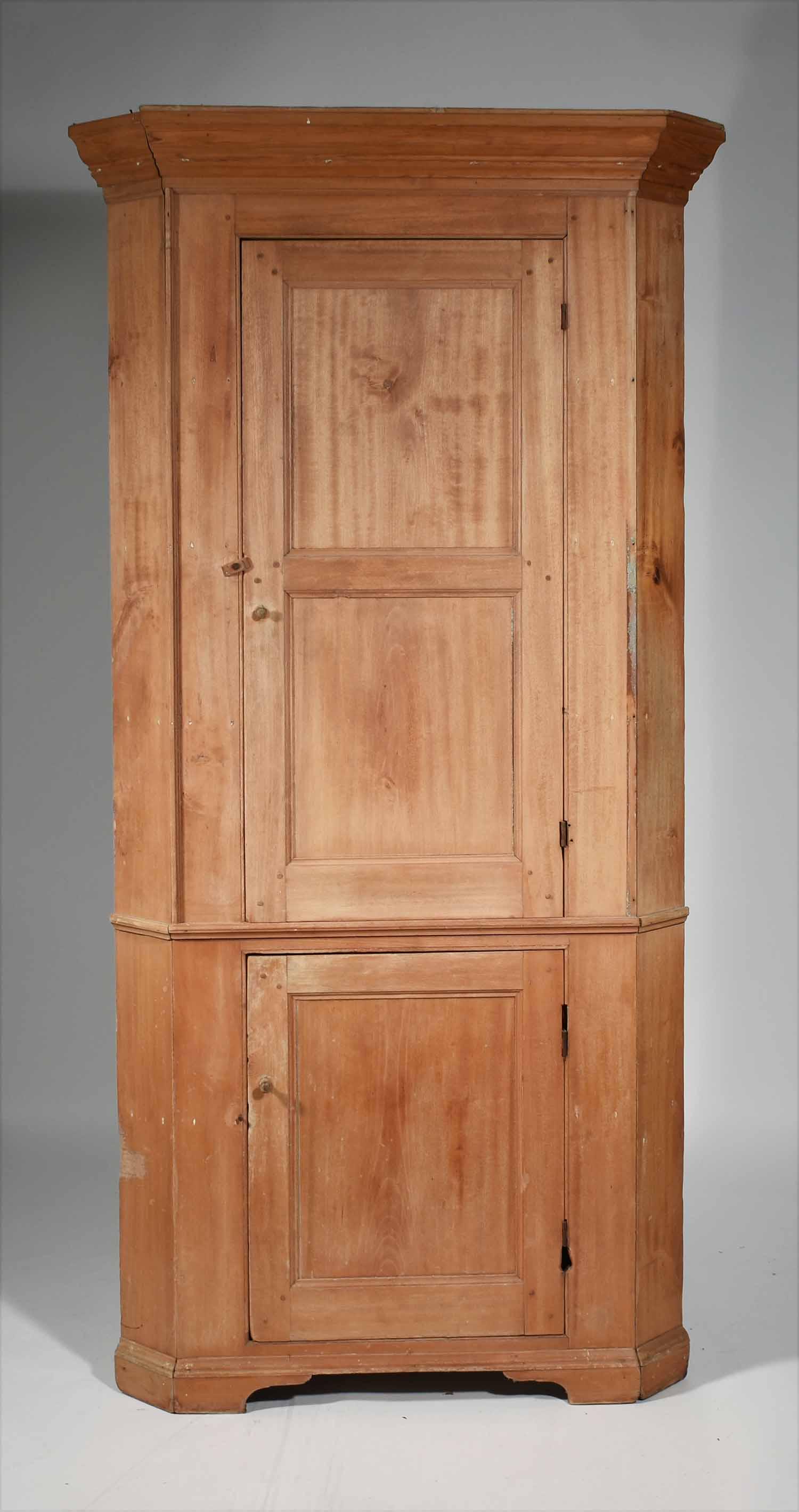 19th C. country pine small corner cupboard (1 of 4)
