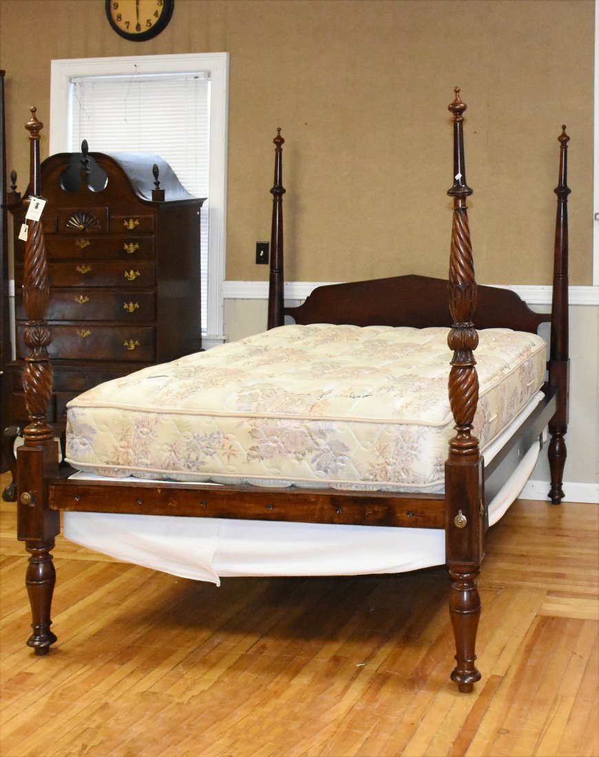 19th C. MA Sheraton tall four post bed (1 of 3)