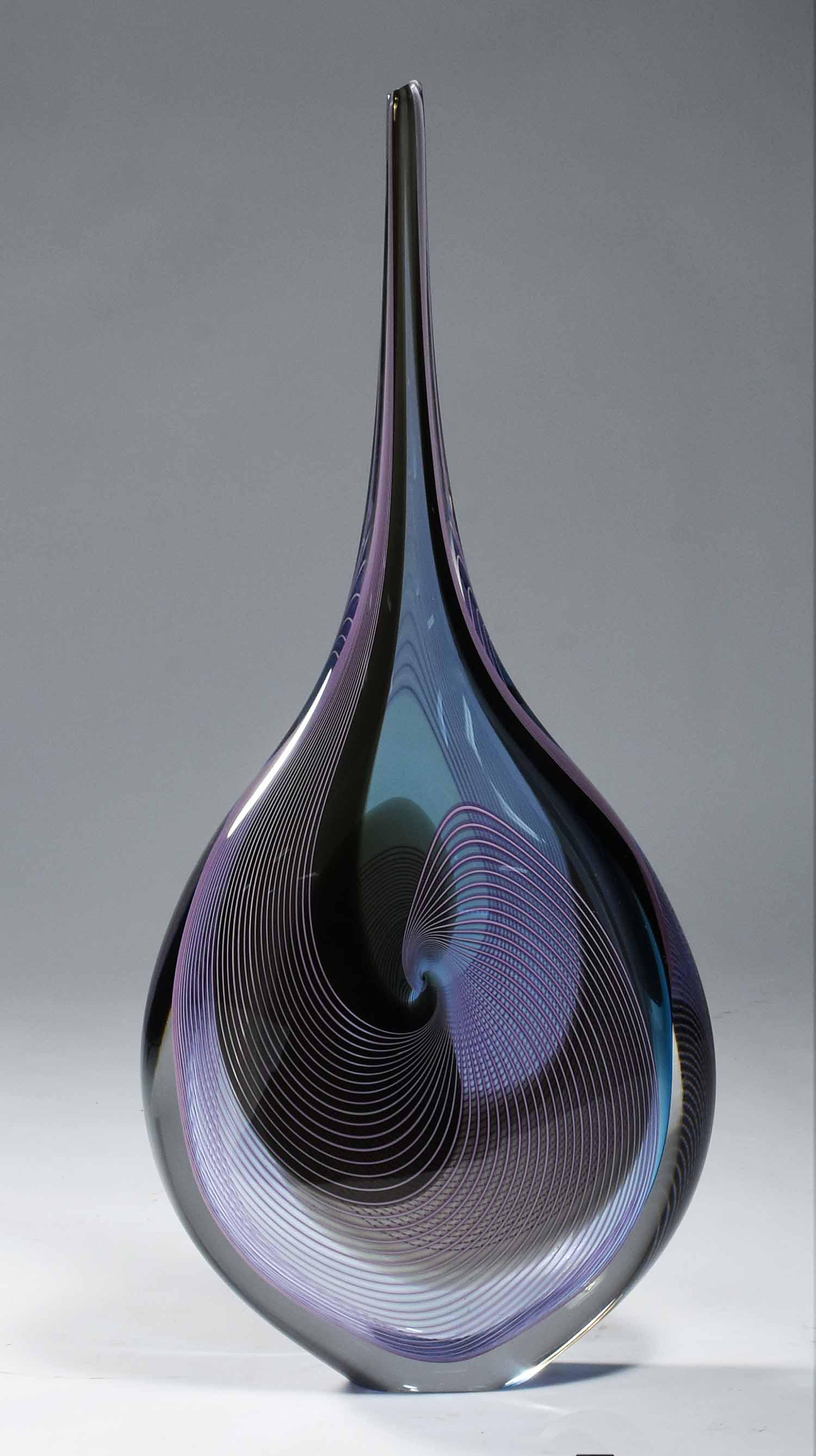 Impressive Murano glass vase: Impressive Murano glass vase, swirl design, artist signed, 24.5”H x 11”W.