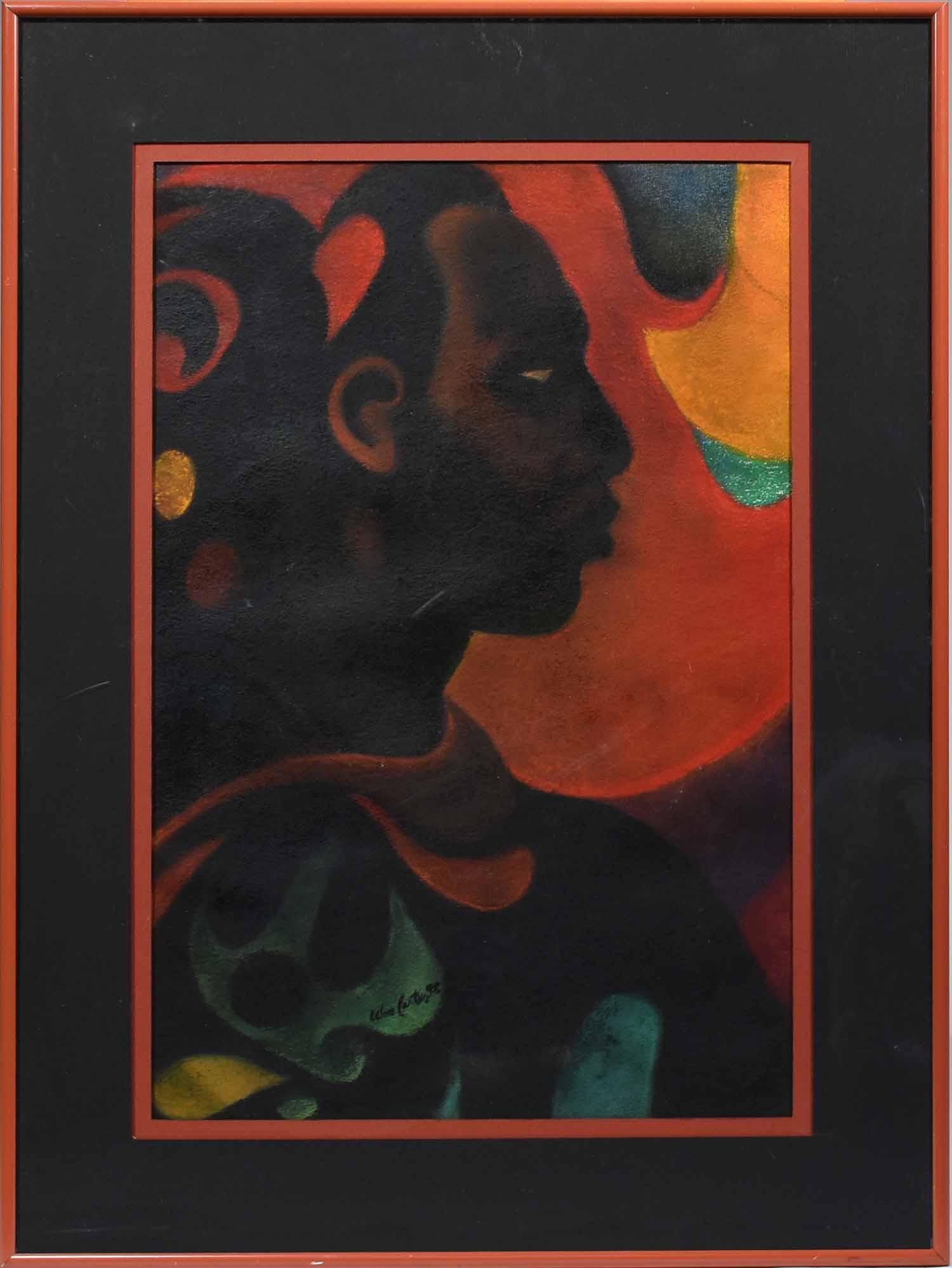 William Carter American 20th C. Pastel and mixed media: William Carter American 20th C. Pastel and mixed media, profile African American woman, approx. 20” x 14”, signed Wm Carter