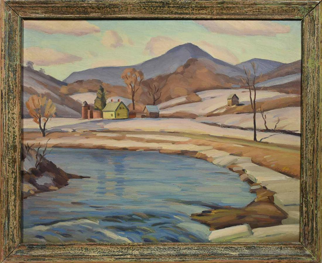 HOWARD AMES COON, 1911, O/C, BERKSHIRE HILLS: HOWARD AMES COON, 1911, O/C, BERKSHIRE HILLS. Signed in pencil on verso lower stretcher bar “Harry A. Coon / RI”. The verso canvas inscribed “MAP - 1911 Berkshire Hills ?? - Oil 24x3