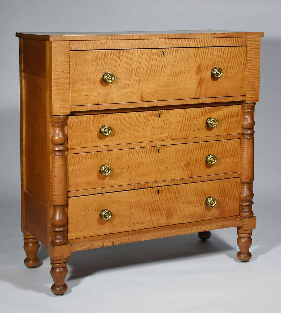 EARLY 19TH C. TIGER MAPLE CHEST (1 of 7)