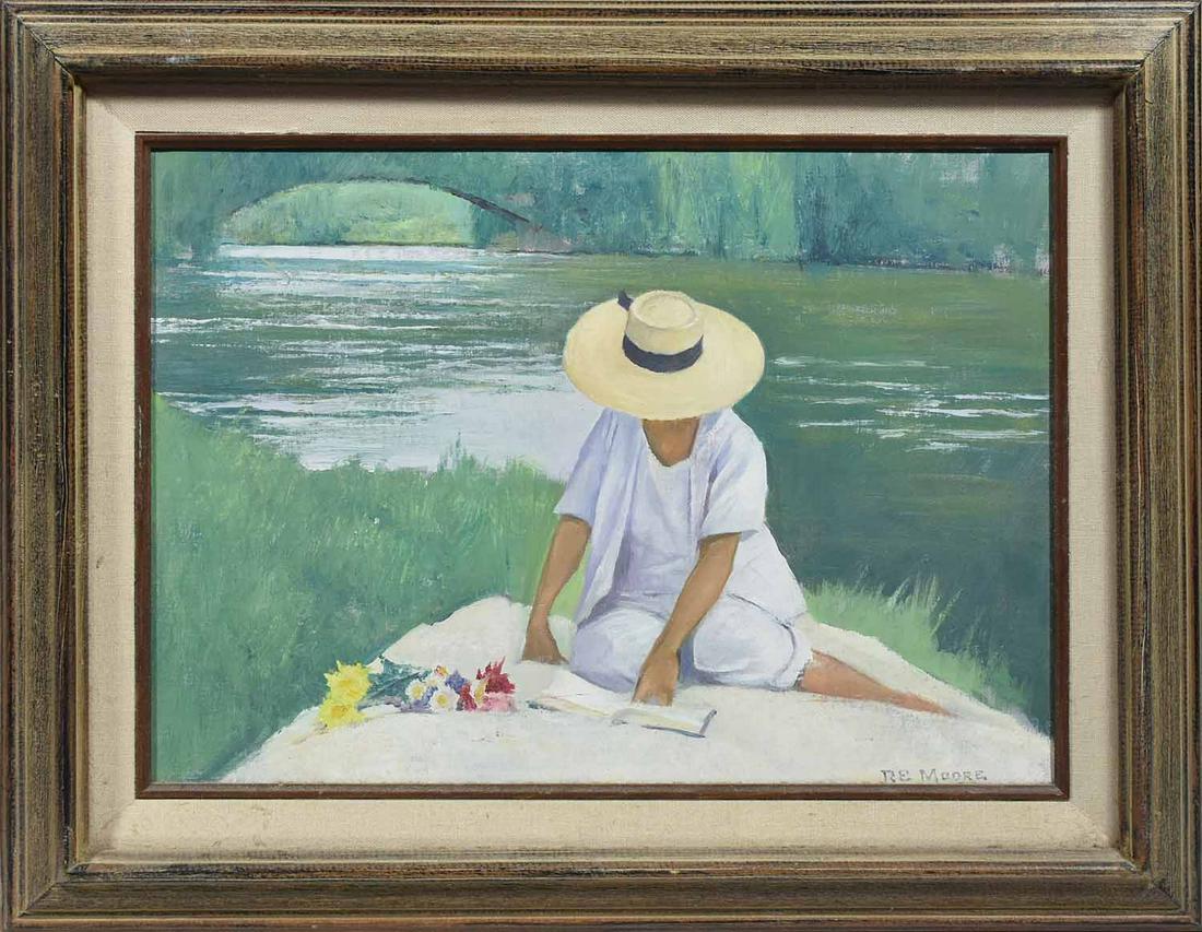 ROBERT MOORE, LATE 20TH C. O/C, THE STRAW HAT (1 of 7)