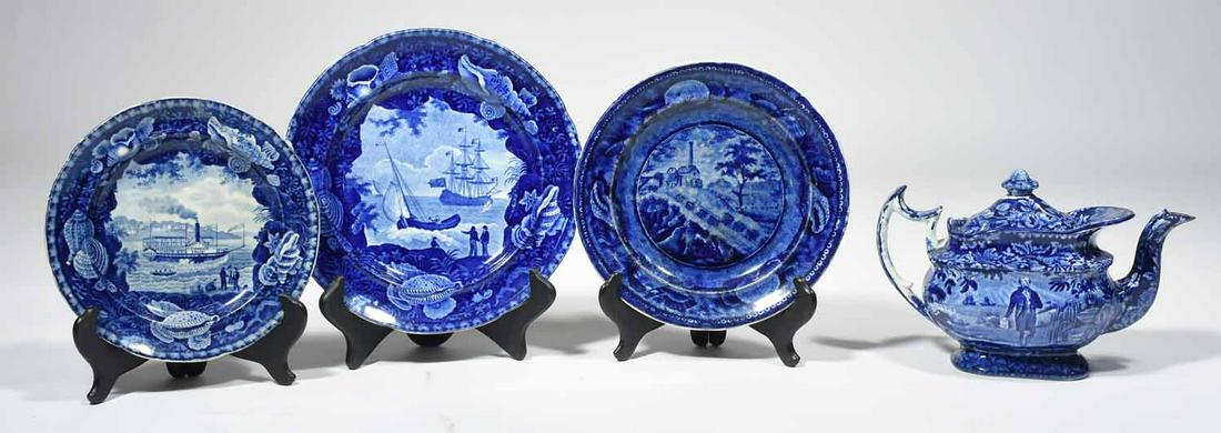 FOUR ENOCH WOOD HISTORICAL STAFFORDSHIRE BLUE (1 of 17)