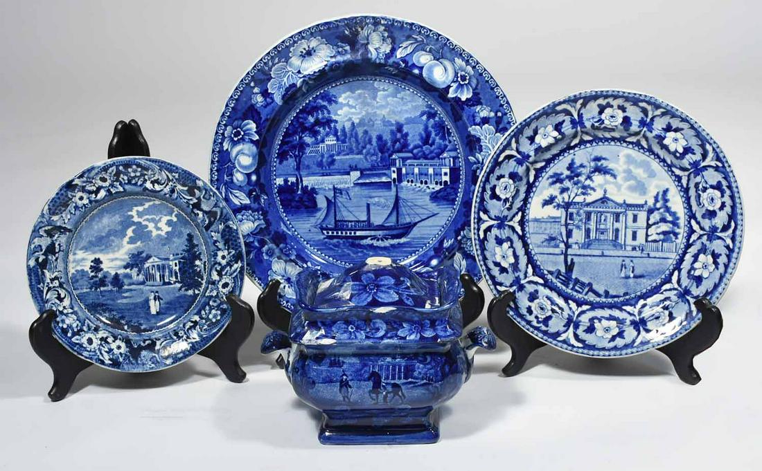 FOUR HISTORICAL BLUE STAFFORDSHIRE TRANSFER-PRINTED (1 of 17)