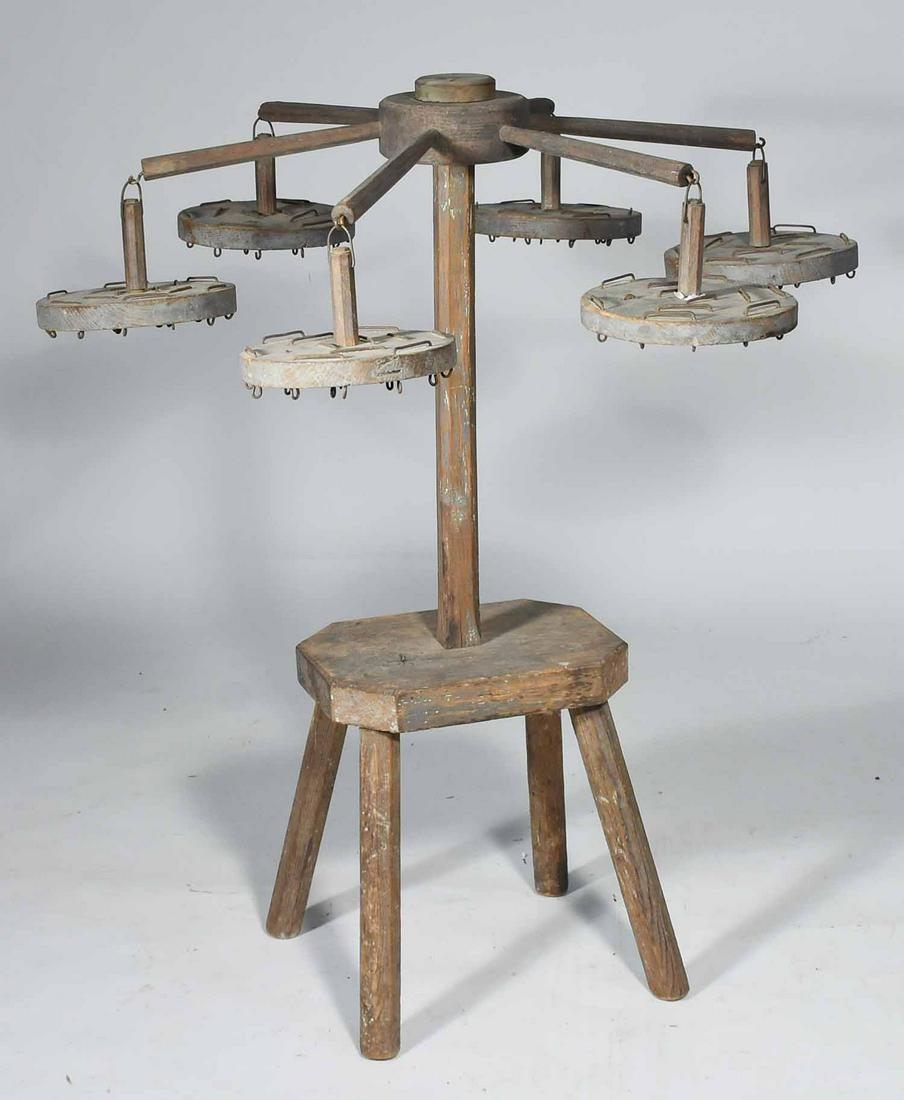 ANTIQUE COUNTRY SIX-ARM WOOD CANDLE DRYER (1 of 5)