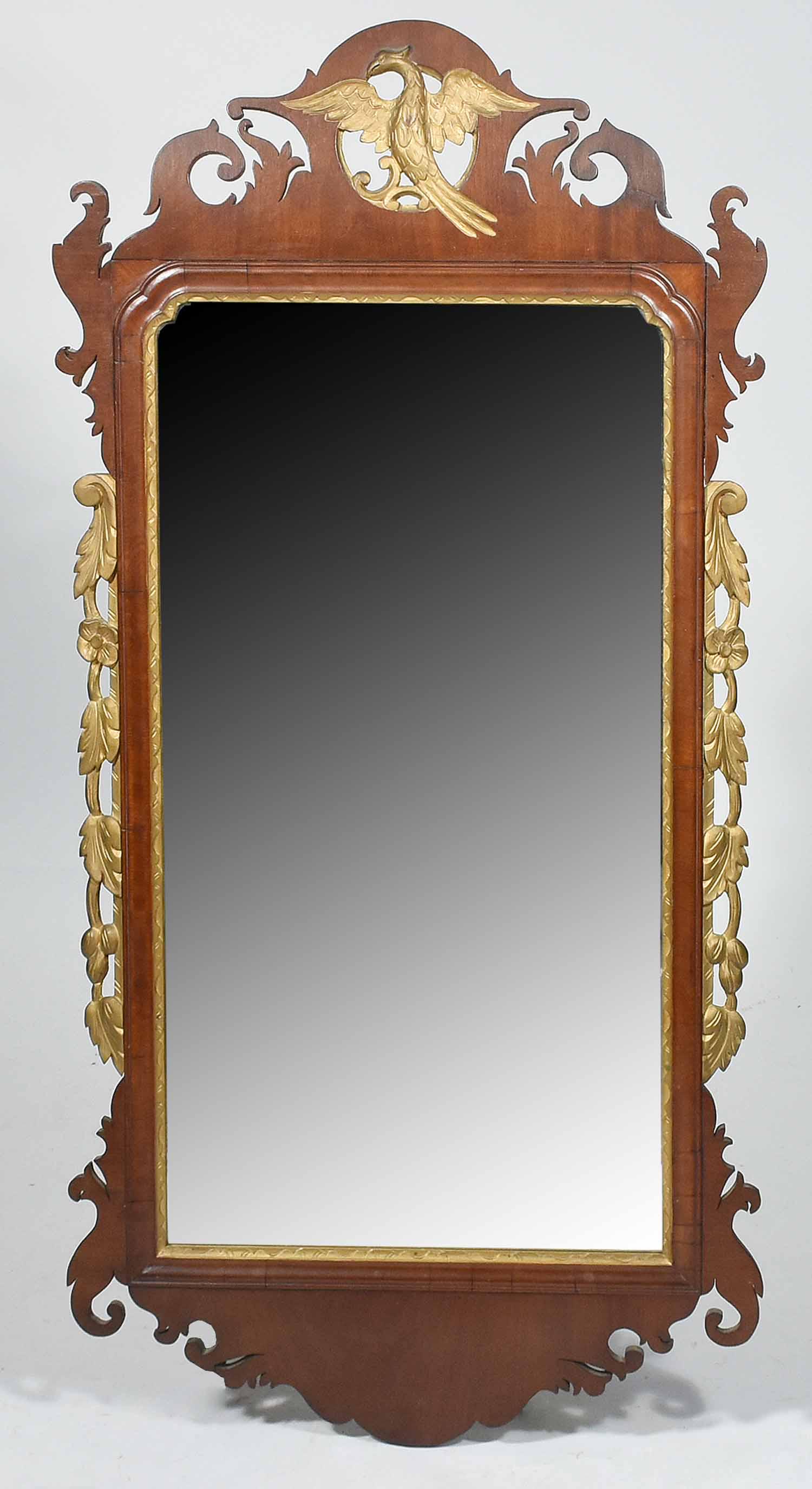 ENGLISH CHIPPENDALE STYLE MAHOGANY WALL MIRROR (1 of 6)