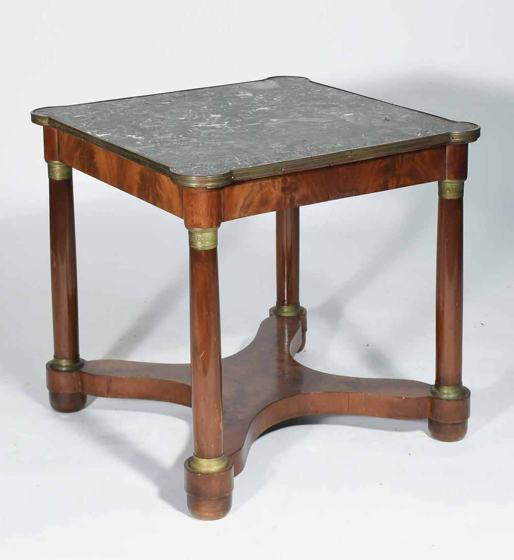 19TH C. FRENCH EMPIRE FLAME MAHOGANY AND MARBLE CENTER (1 of 8)