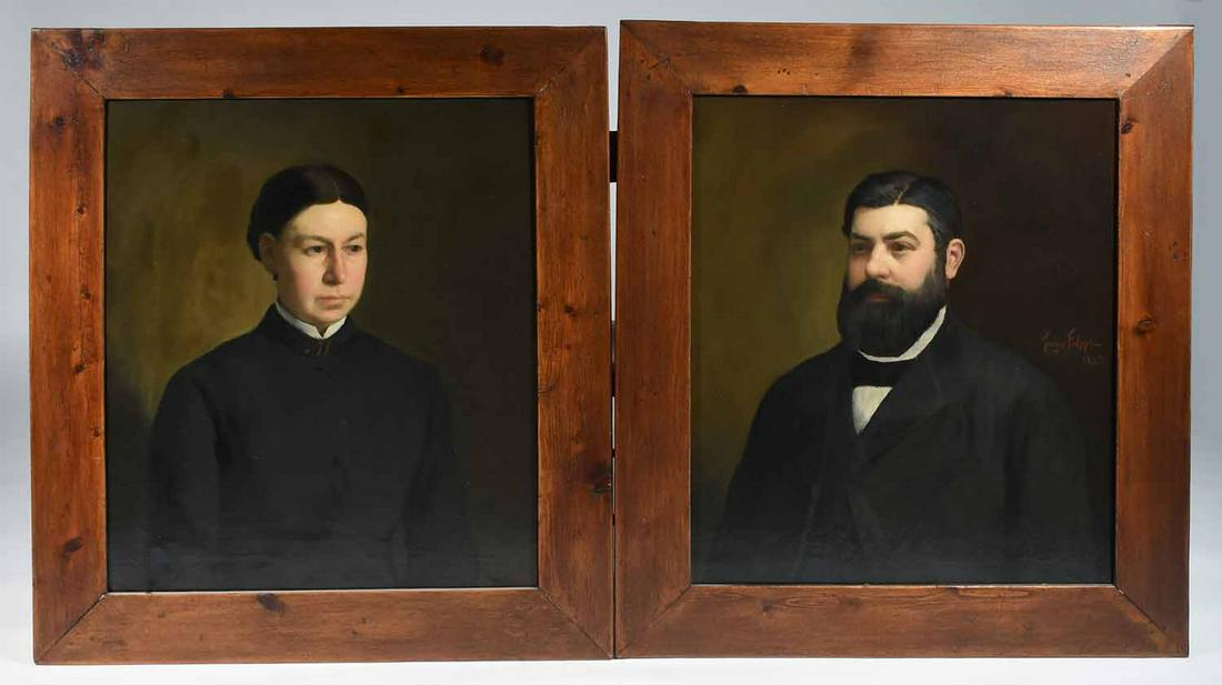 PAIR OF LATE 19TH C. LARGE O/C PORTRAITS (1 of 5)