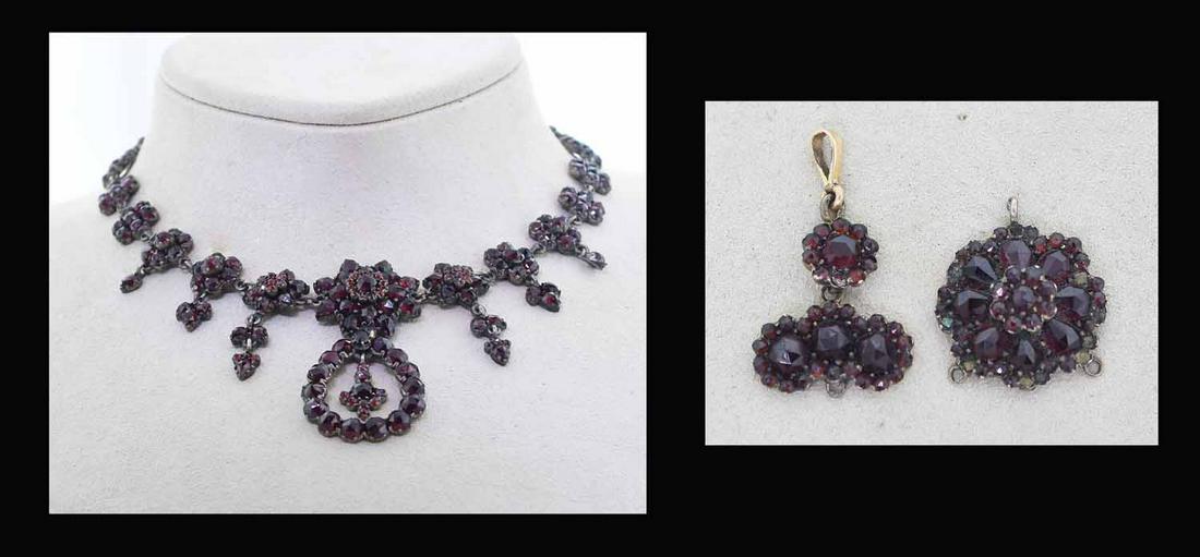 SILVER BOHEMIAN GARNET NECKLACE AND PENDANT (1 of 7)