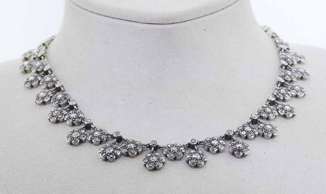 ROSE CUT DIAMOND FLORAL CLUSTER NECKLACE (1 of 6)