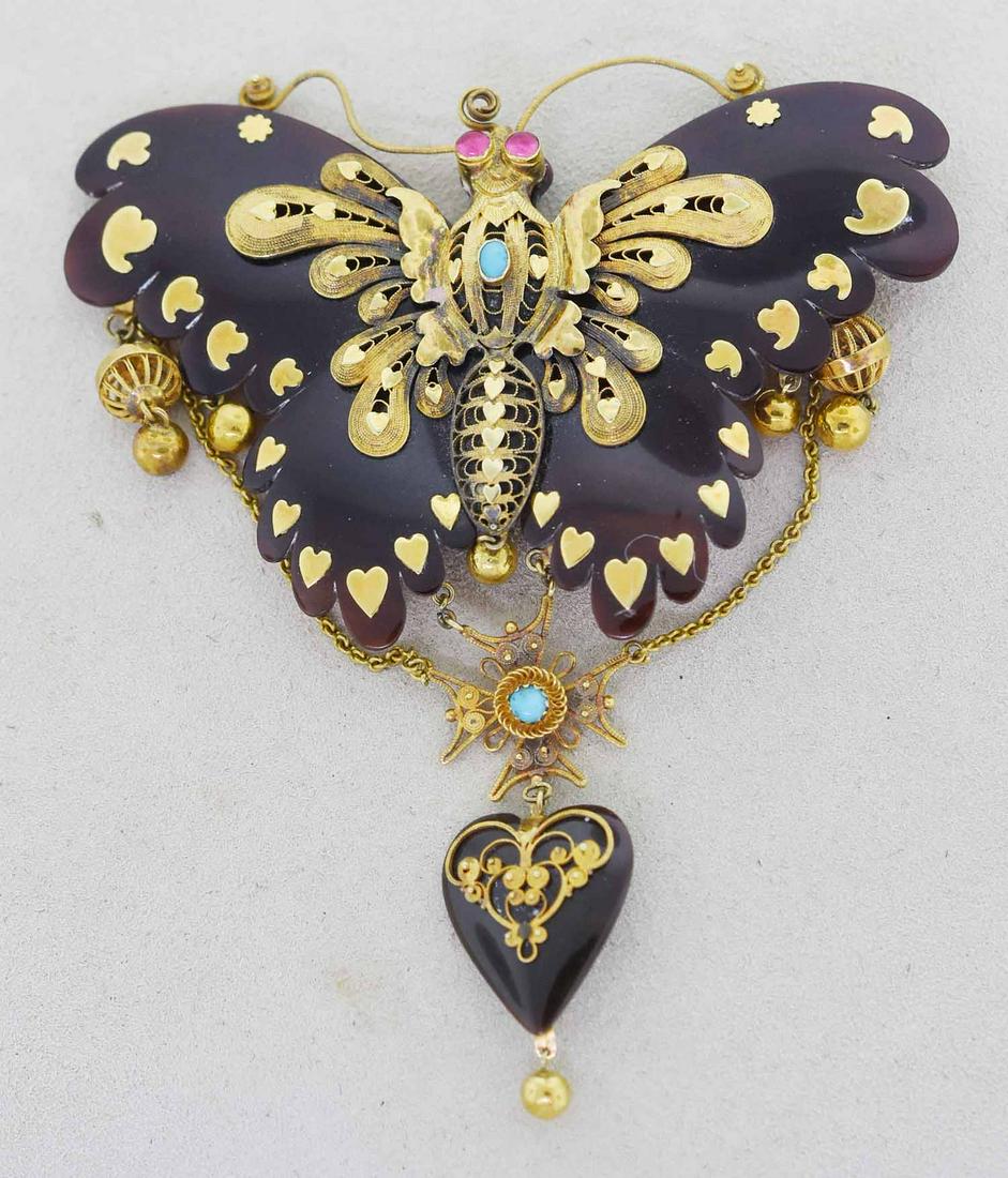 UPDATE:TORTOISE SHELL AND GOLD BUTTERFLY BROOCH (1 of 7)