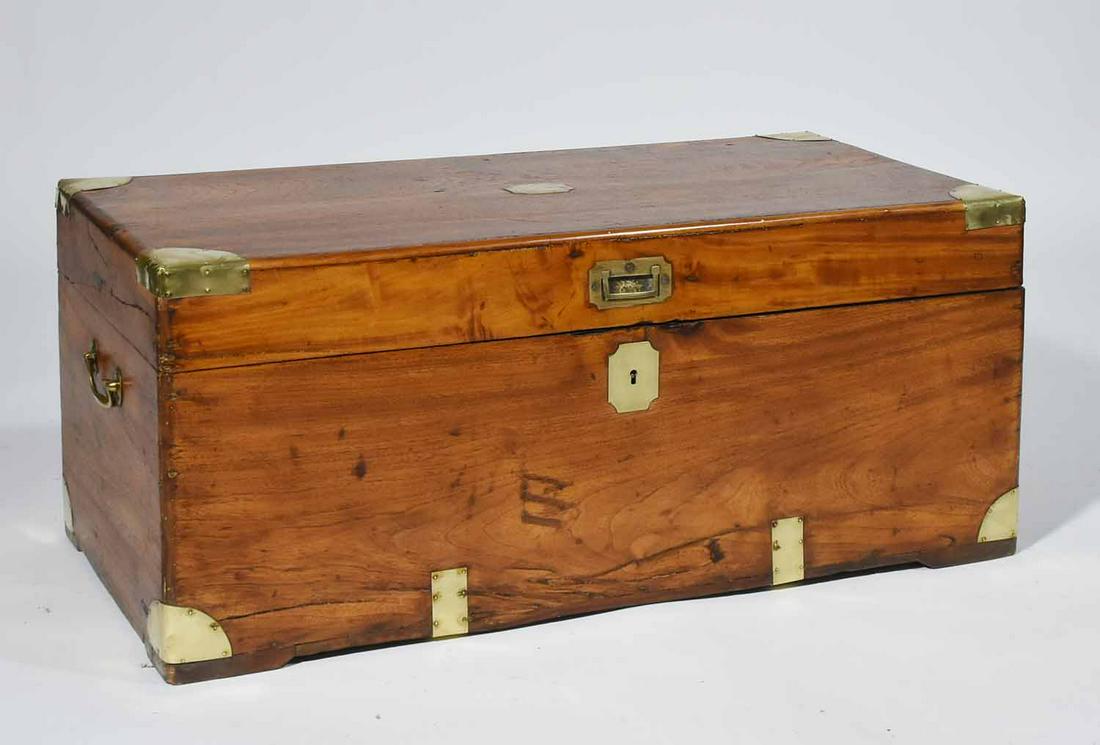19TH C. CAMPHOR WOOD BRASS BOUND STORAGE TRUNK (1 of 5)