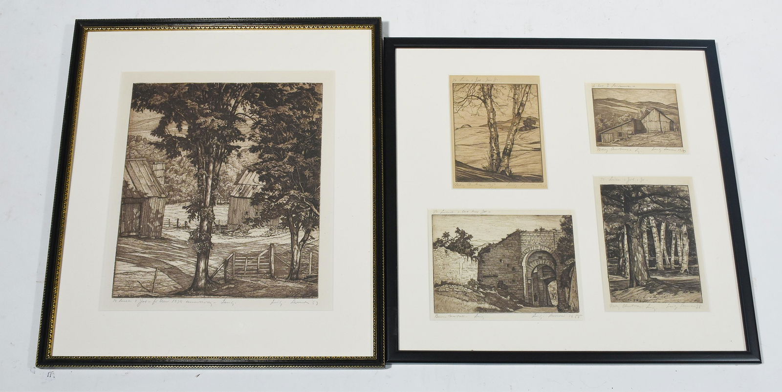 LUIGI LUCIONI, MID 20TH C. GROUP OF FIVE FRAMED ETCHING (1 of 6)