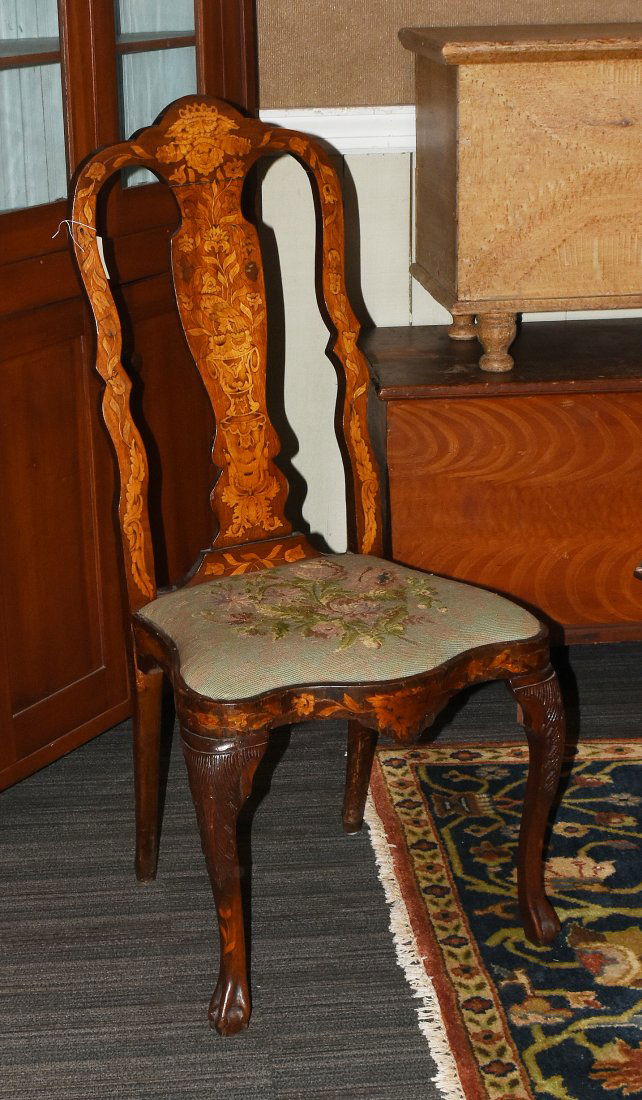19TH C. DUTCH MARQUETRY INLAID SIDE CHAIR (1 of 5)