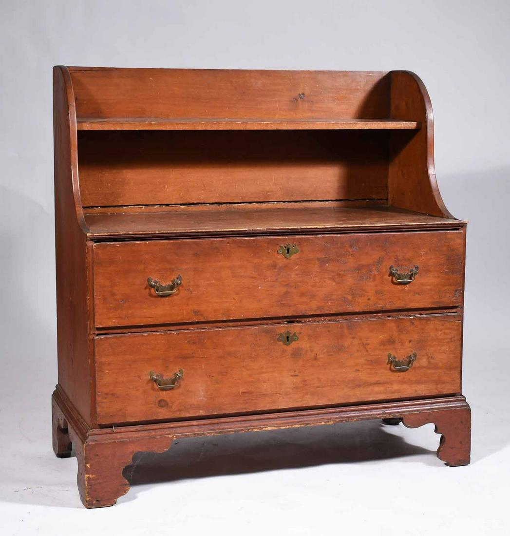 CHIPPENDALE TWO DRAWER BUCKET BENCH. (1 of 3)