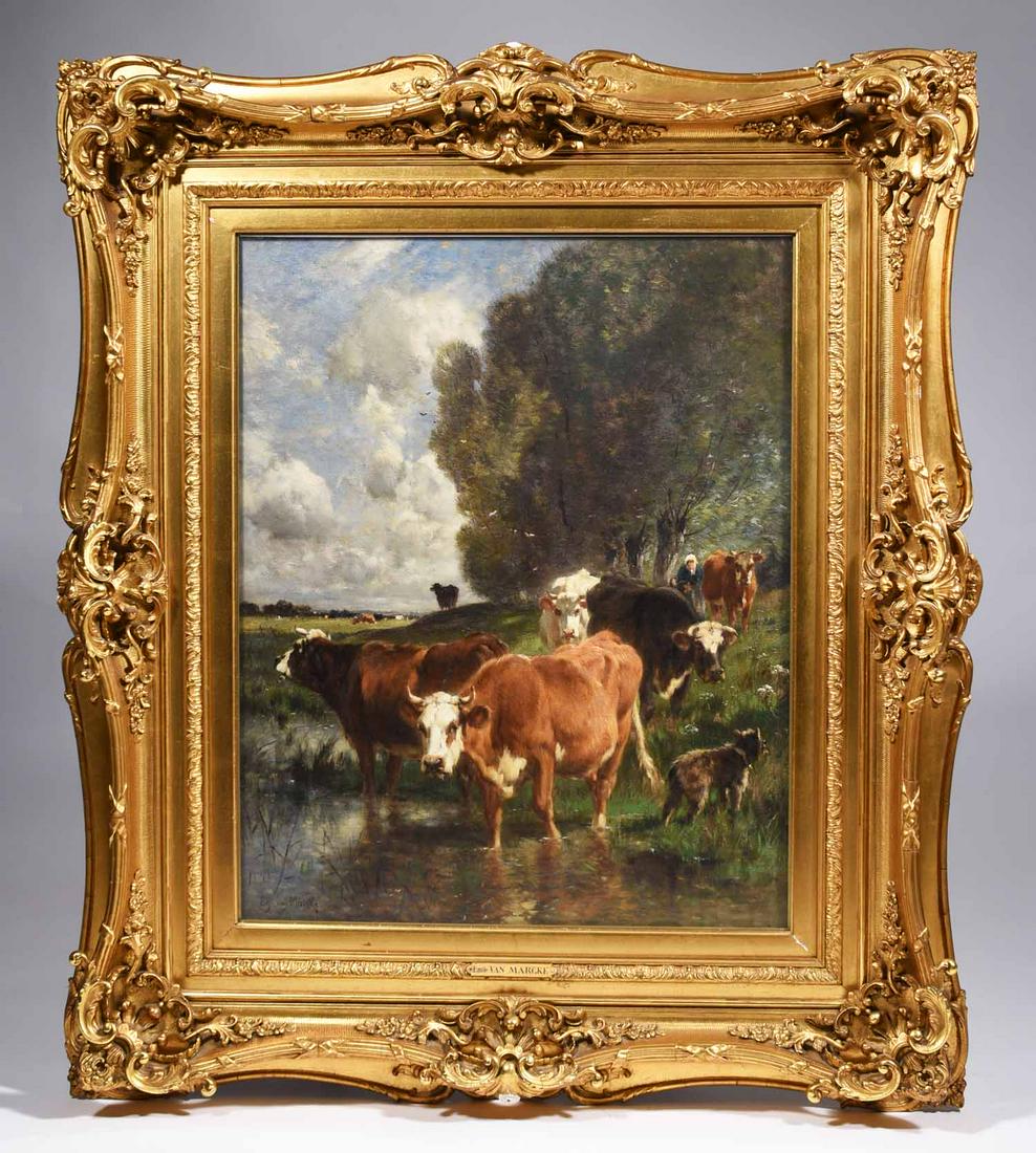 EMILE VAN MARCKE COWS IN LANDSCAPE OIL ON CANVAS (1 of 7)