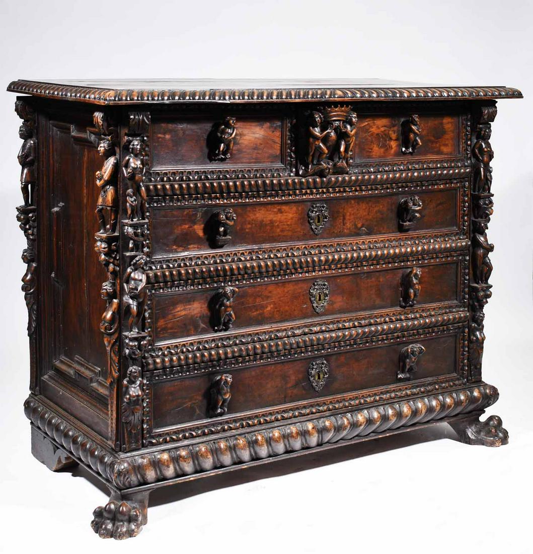 FINE 18TH C. OR EARLIER EXTENSIVELY CARVED ITALIAN (1 of 8)