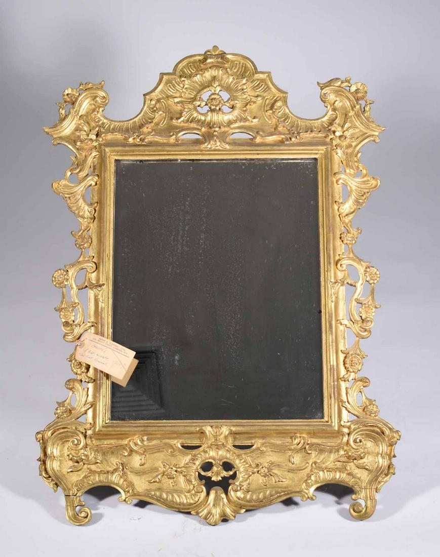 18TH C. EUROPEAN SCHOOL GILT WALL MIRROR. (1 of 4)