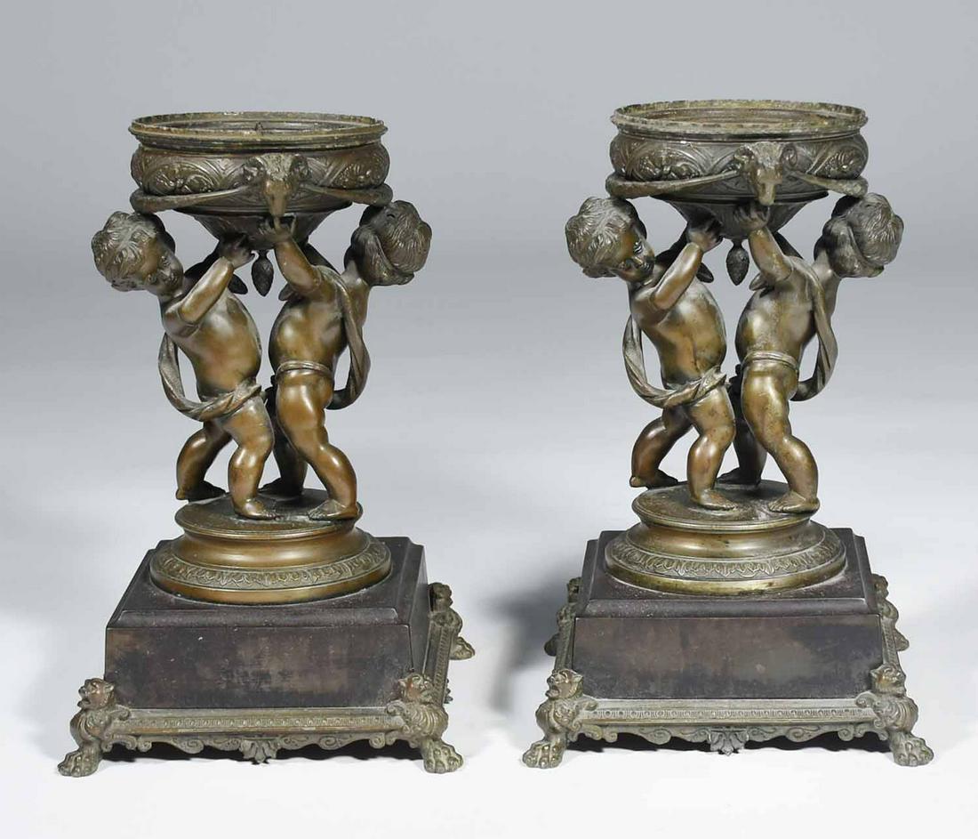 PAIR OF FRENCH FIGURAL BOWL STANDS. (1 of 8)