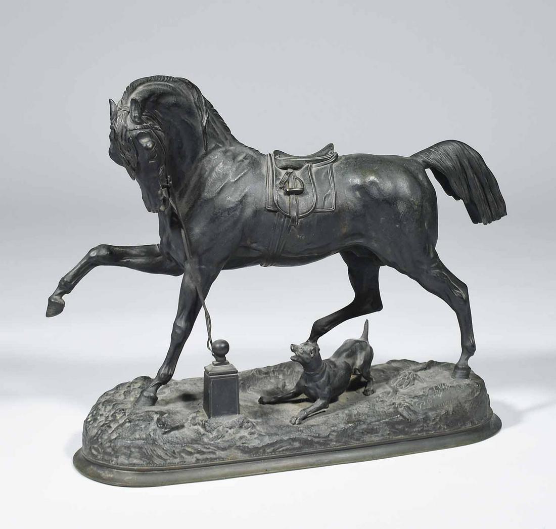 19th C. Pierre Lonordez Bronze Sculpture Of Horse.