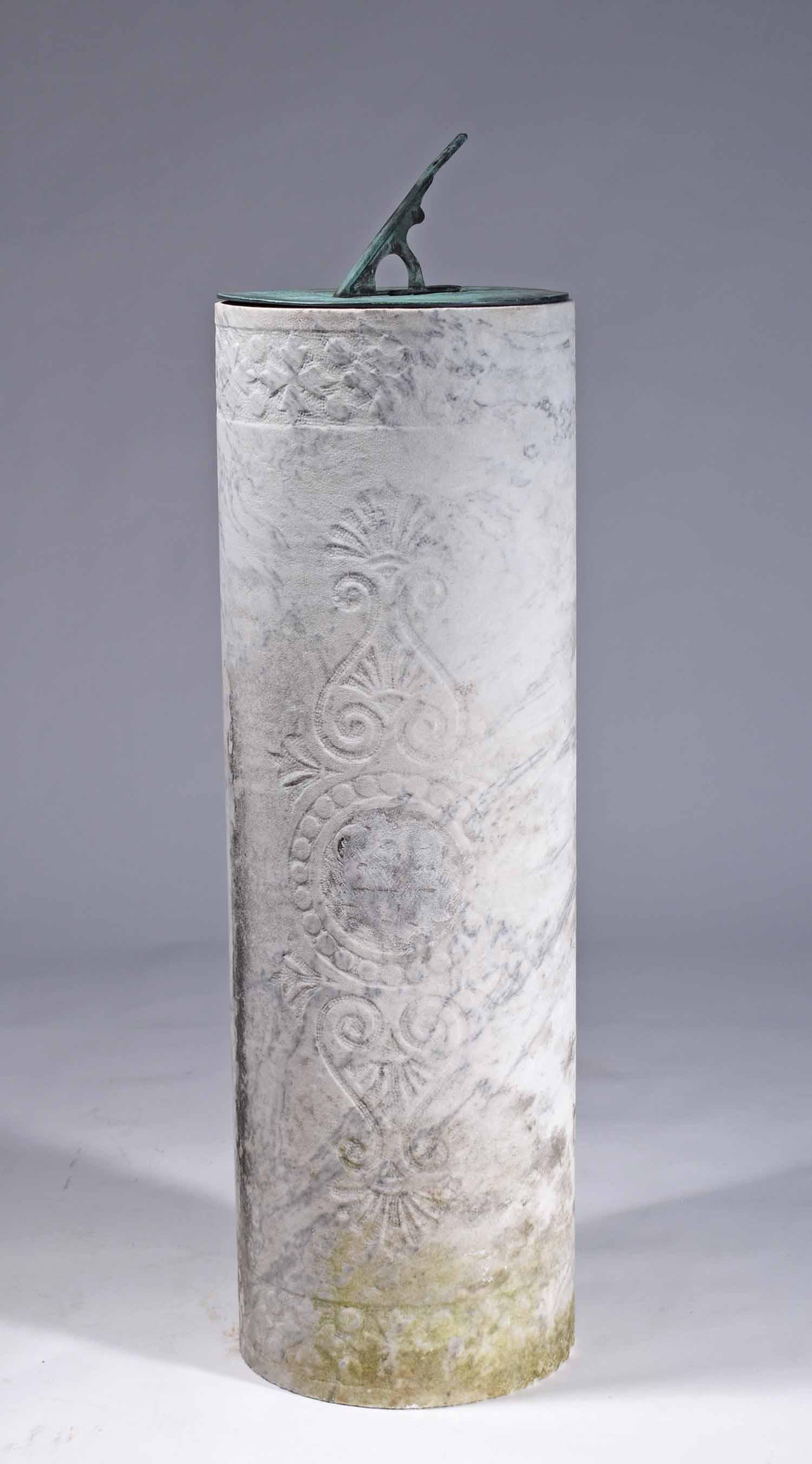 BRONZE SUNDIAL ON CARVED MARBLE BASE. (1 of 6)