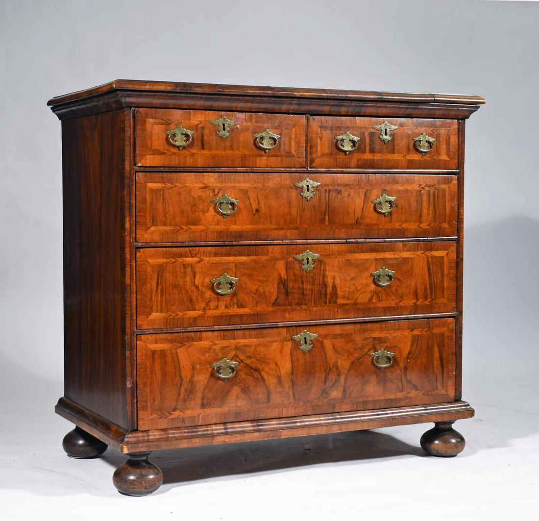 18TH C. ENGLISH WALNUT WILLIAM AND MARY CHEST (1 of 4)