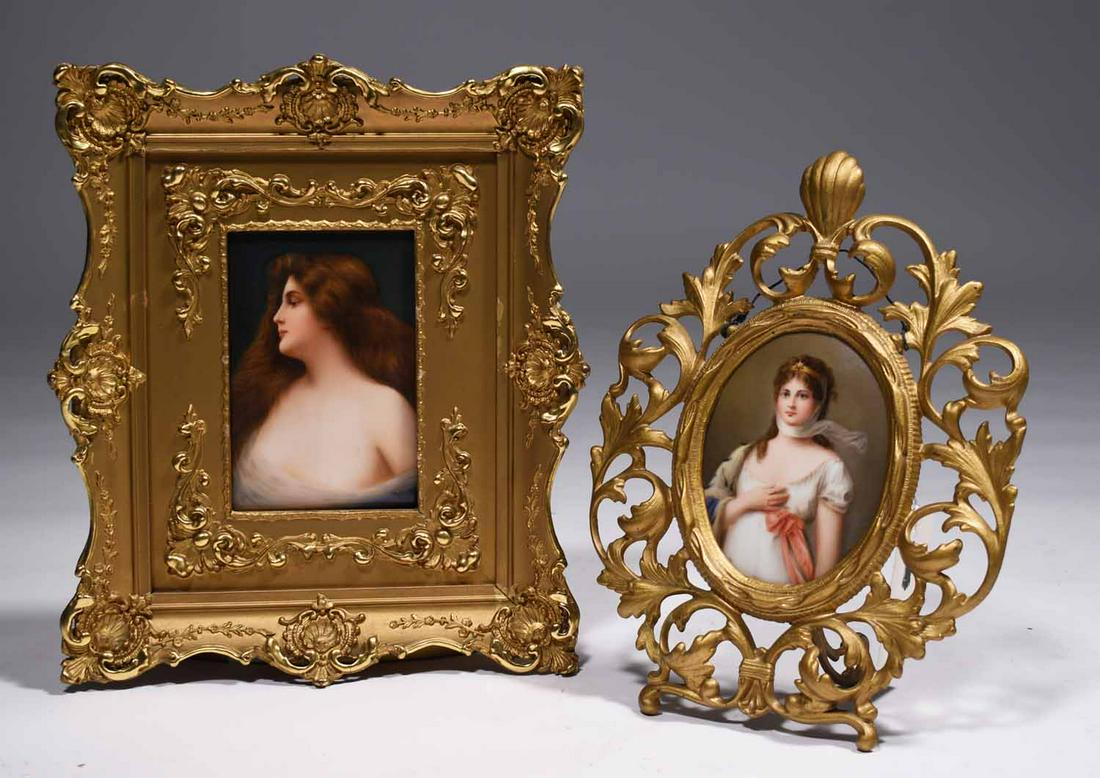 TWO SIGNED 19TH C. KPM PAINTED PORCELAIN PORTRAITS. (1 of 8)