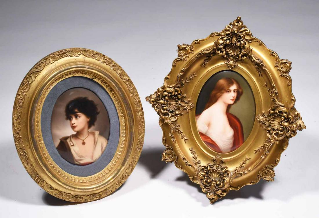 TWO 19TH C. KPM PAINTED PORCELAIN PORTRAITS OF YOUNG (1 of 7)