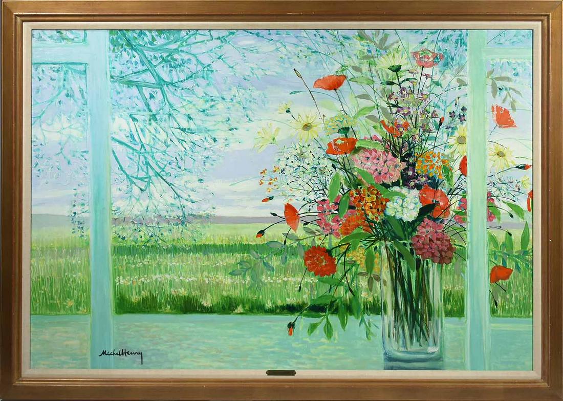 MICHEL HENRY, O/C, BOUQUET OF FLOWERS ON WINDOWSILL (1 of 8)