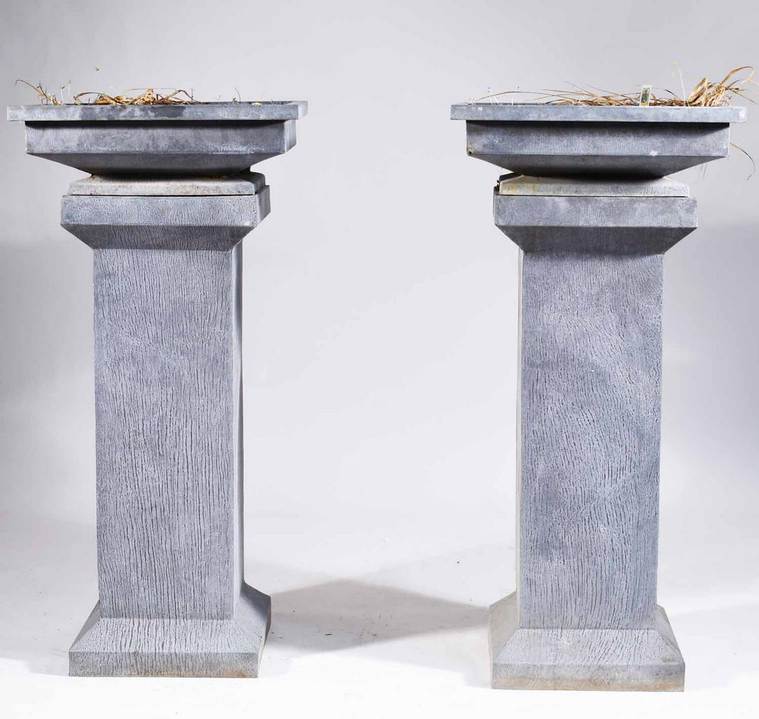 PAIR OF ZINC PLANTERS. (1 of 3)