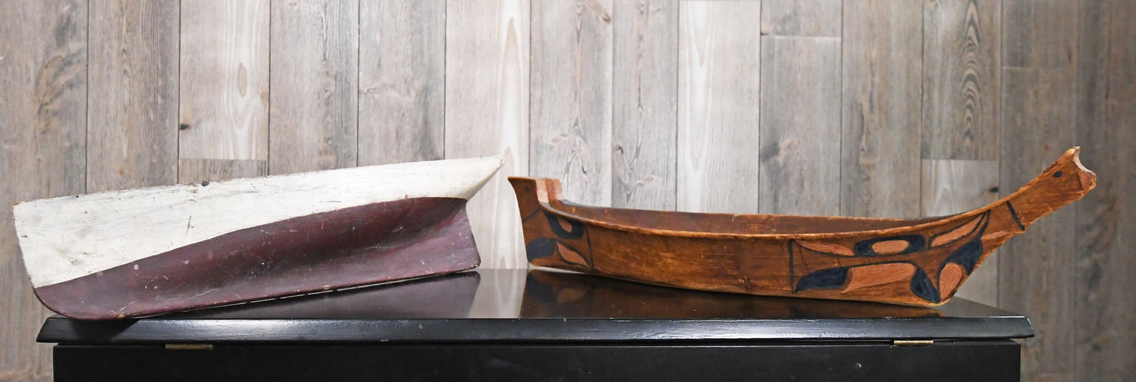 CARVED NWC CEDAR CANOE ALONG WITH OTHER CARVED BOAT (1 of 10)