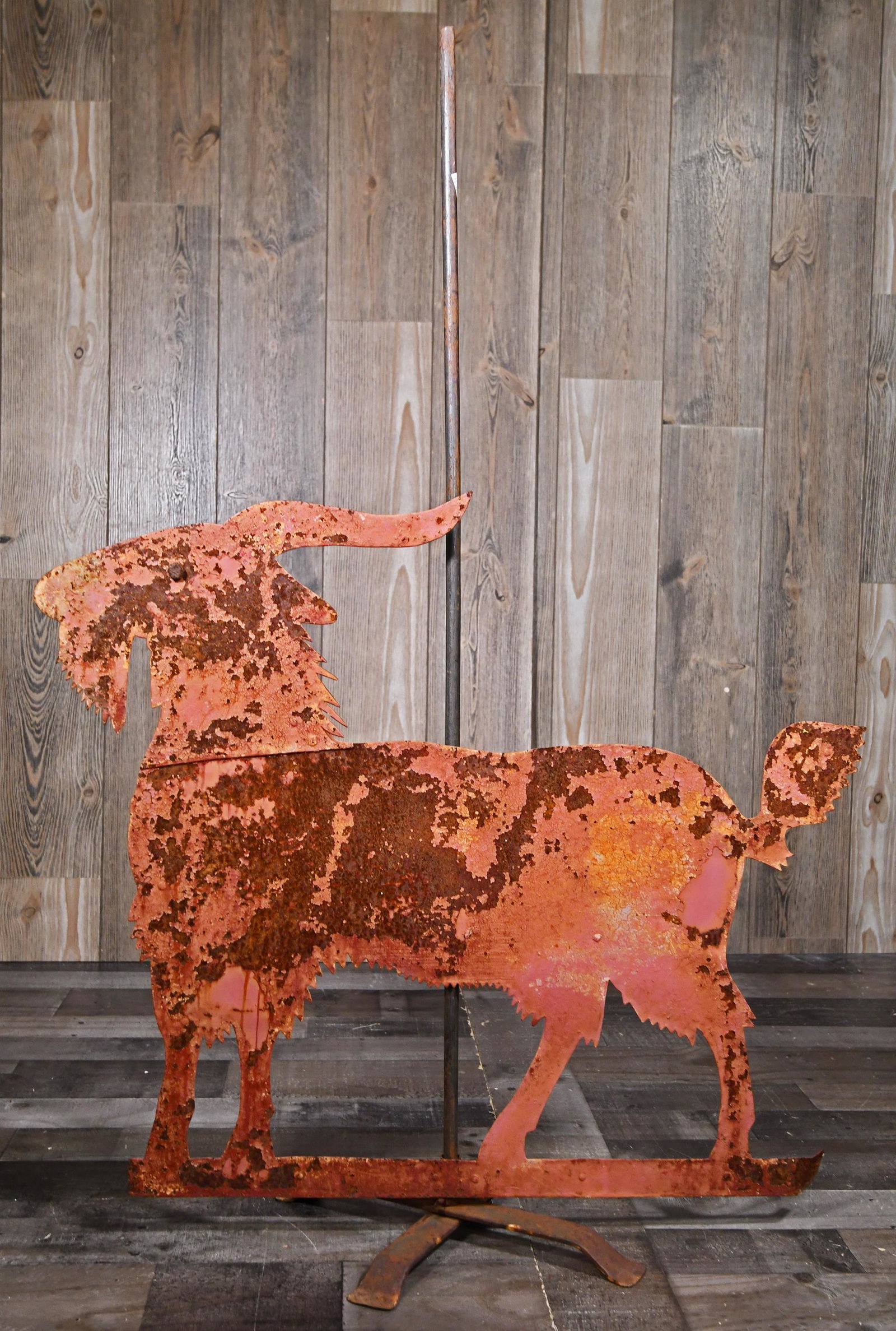 ANTIQUE FOLK SHEET METAL MOUNTAIN GOAT WEATHERVANE. (1 of 5)