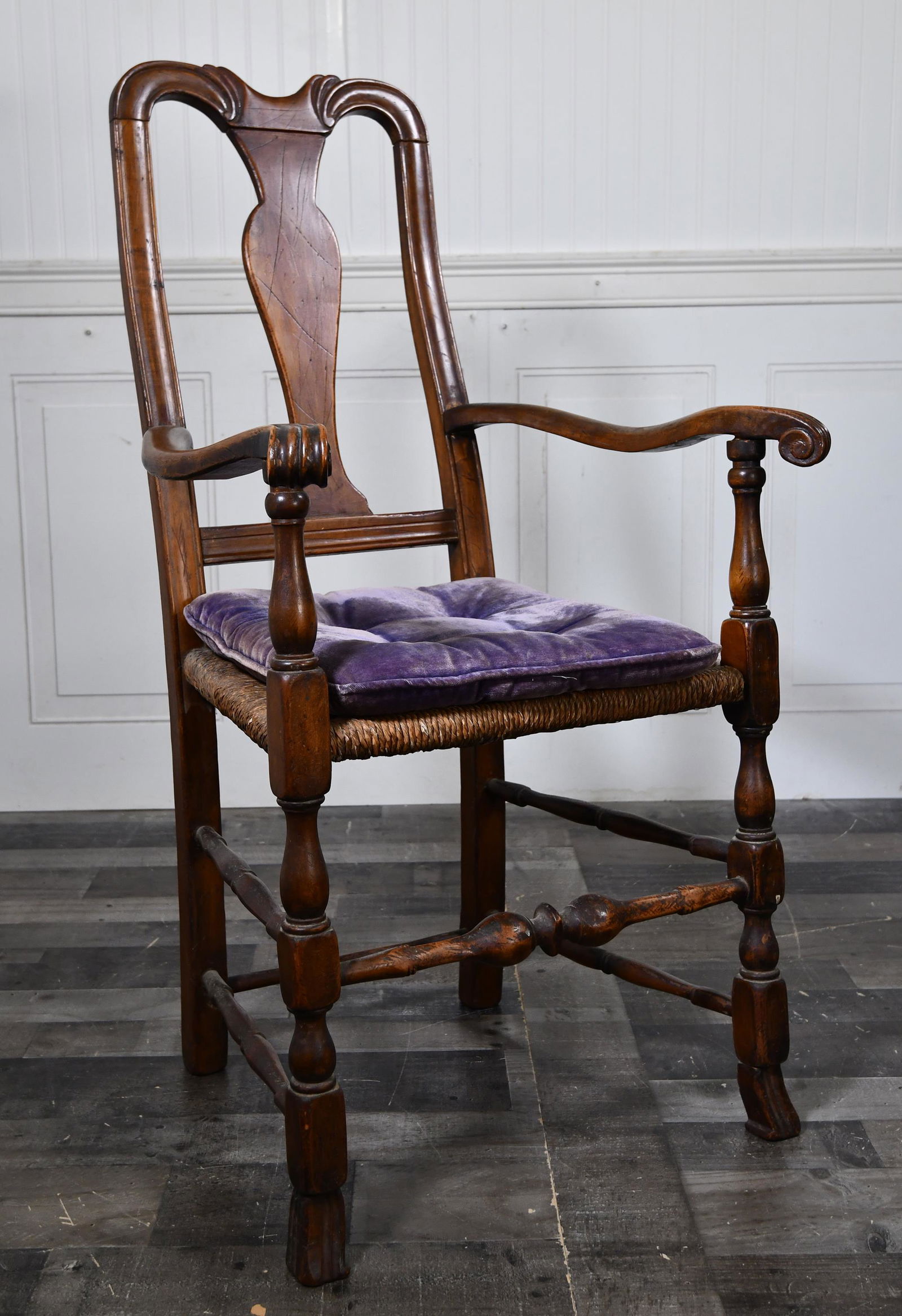 19TH C. QUEEN ANNE MAPLE ARM CHAIR (1 of 10)