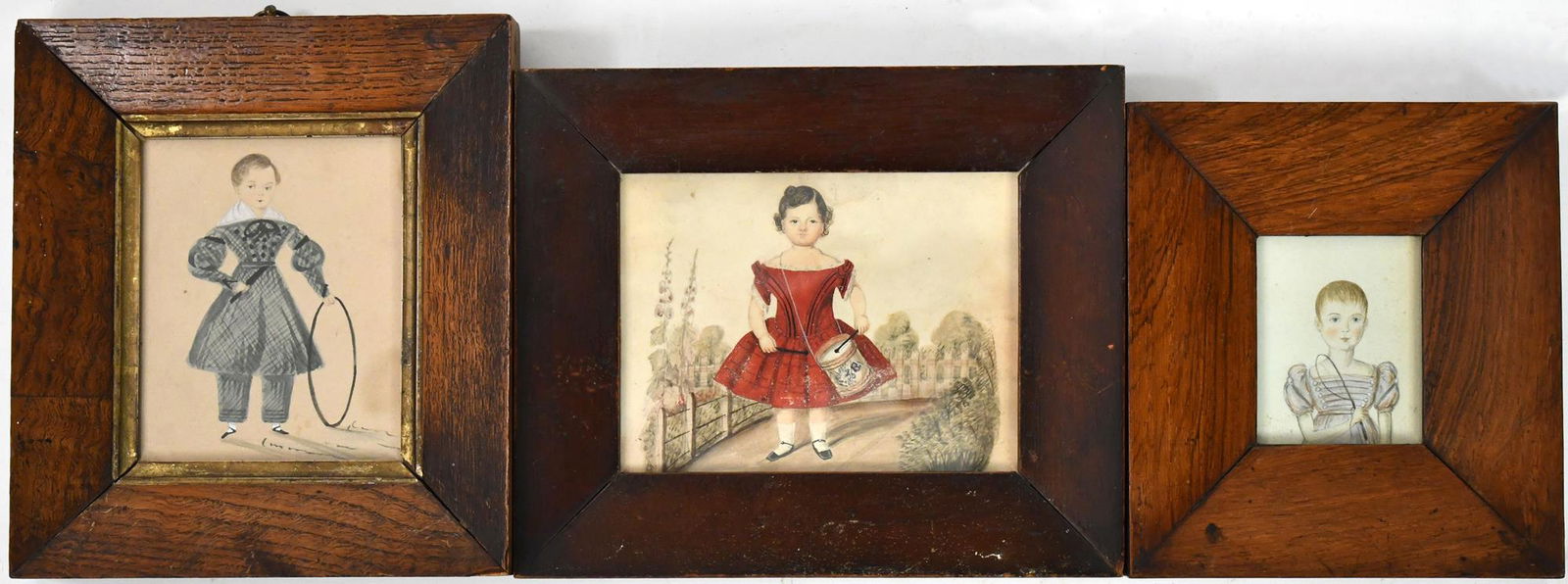 THREE 19TH C. WATERCOLOR MINIATURE PORTRAITS. (1 of 5)