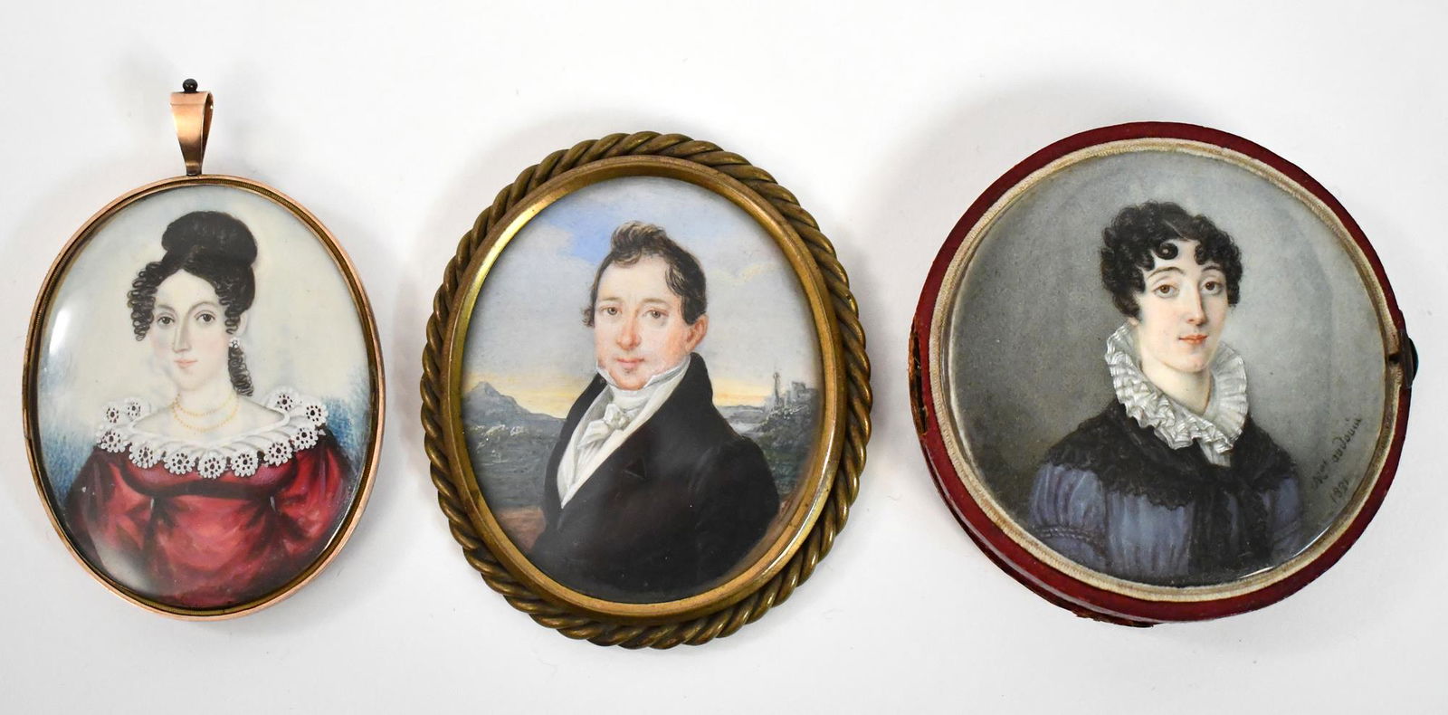 THREE WELL EXECUTED MINIATURE PORTRAITS. (1 of 6)