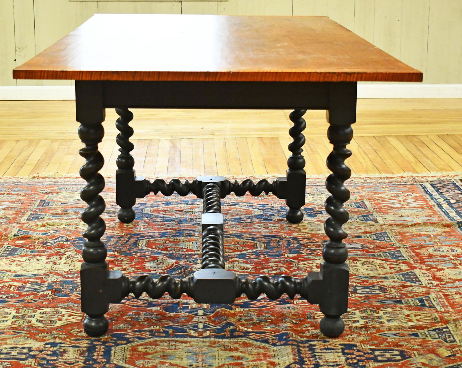 STEPHEN PLAUD TIGER MAPLE & BARLEY TWISTED TABLE. (1 of 4)