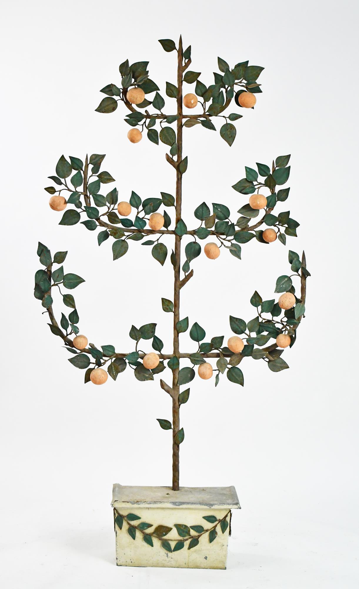 ANTIQUE FLOOR STANDING POLYCHROME DECORATED METAL (1 of 5)