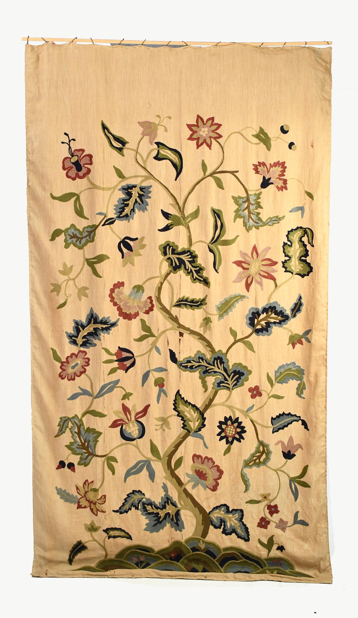 EARLY CREWEL WORK CURTAIN (1 of 6)
