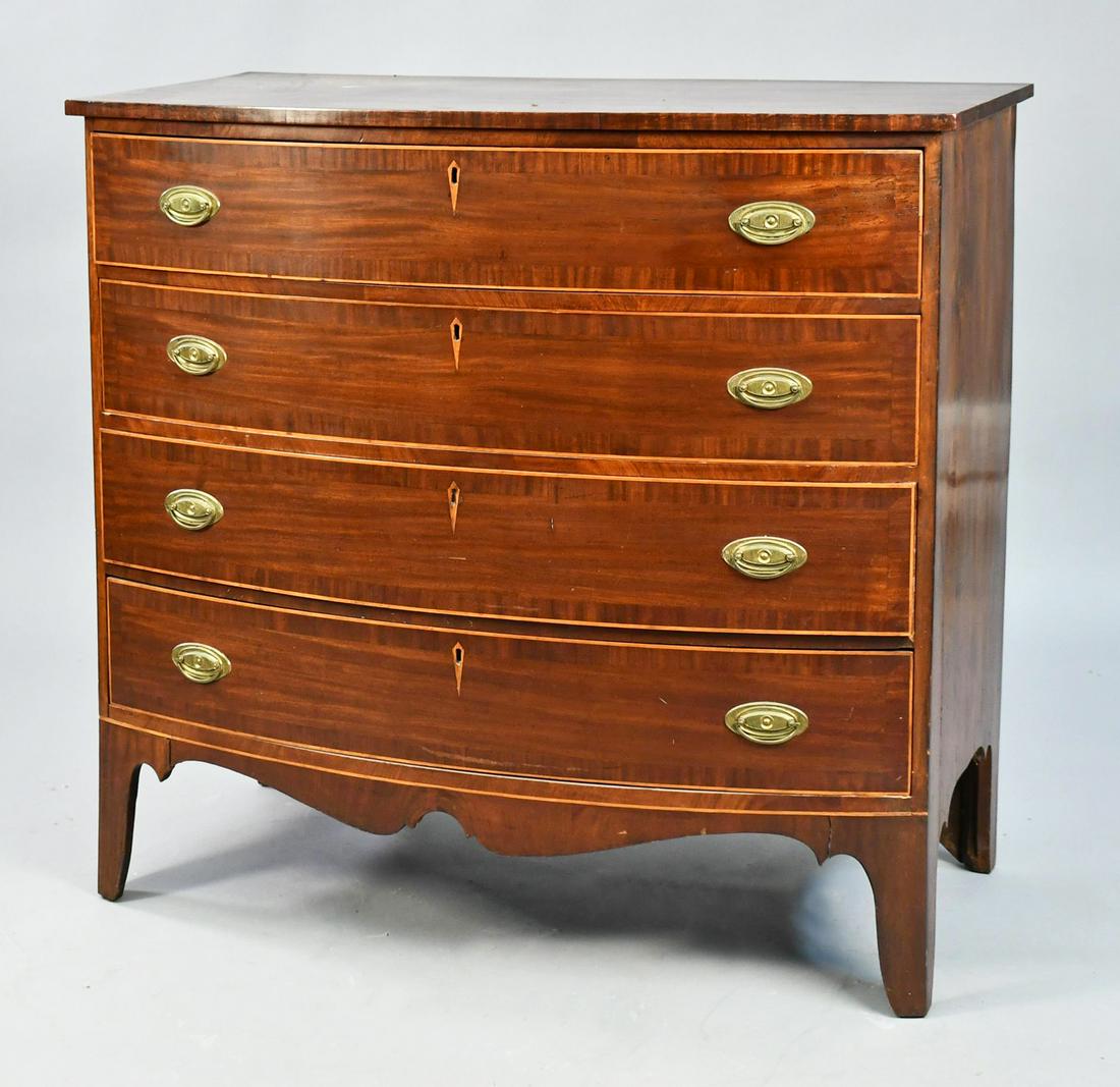 FEDERAL NEW ENGLAND INLAID BOW FRONT CHEST. (1 of 9)