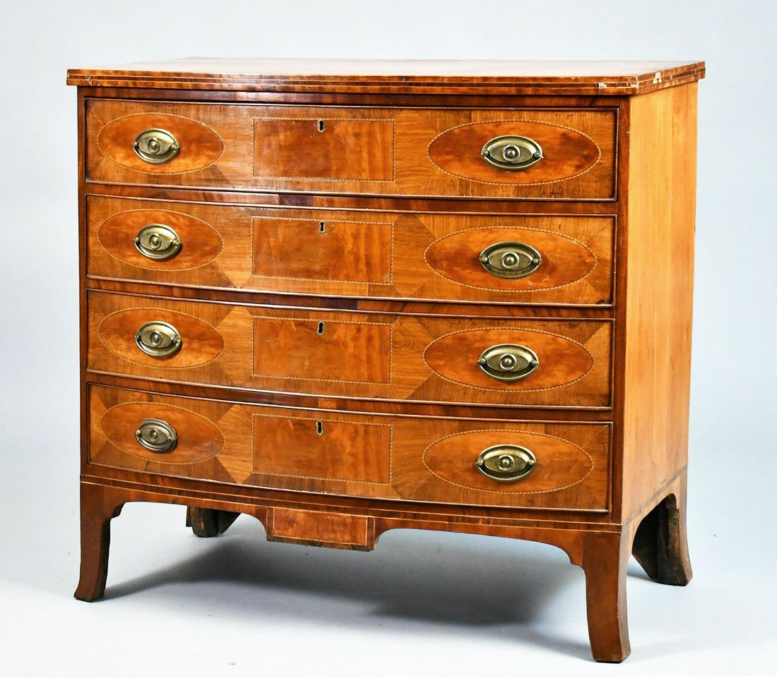 PORTSMOUTH STYLE 13 PANEL BOW FRONT CHEST. (1 of 10)