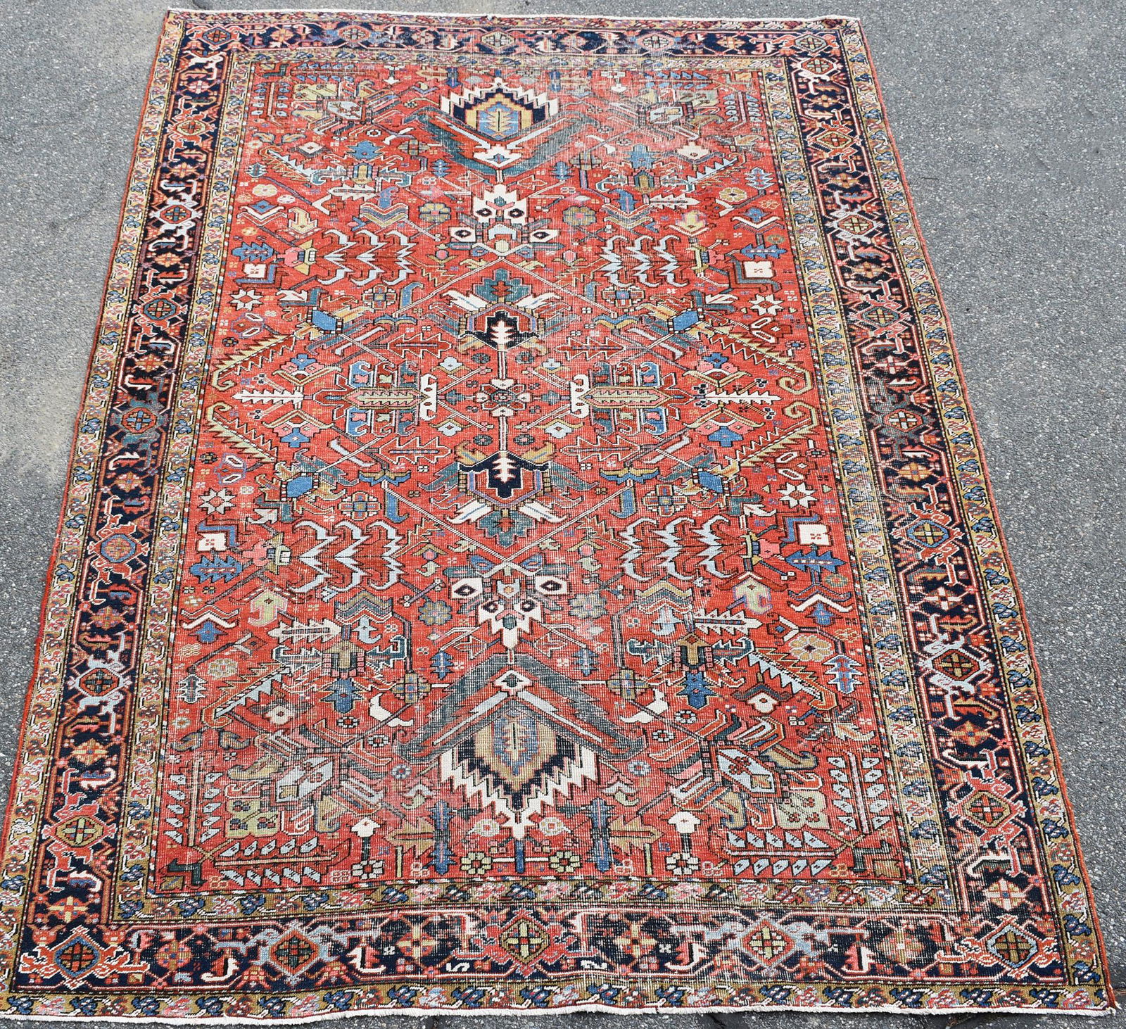 Antique Oriental Room Size Rug, Heriz