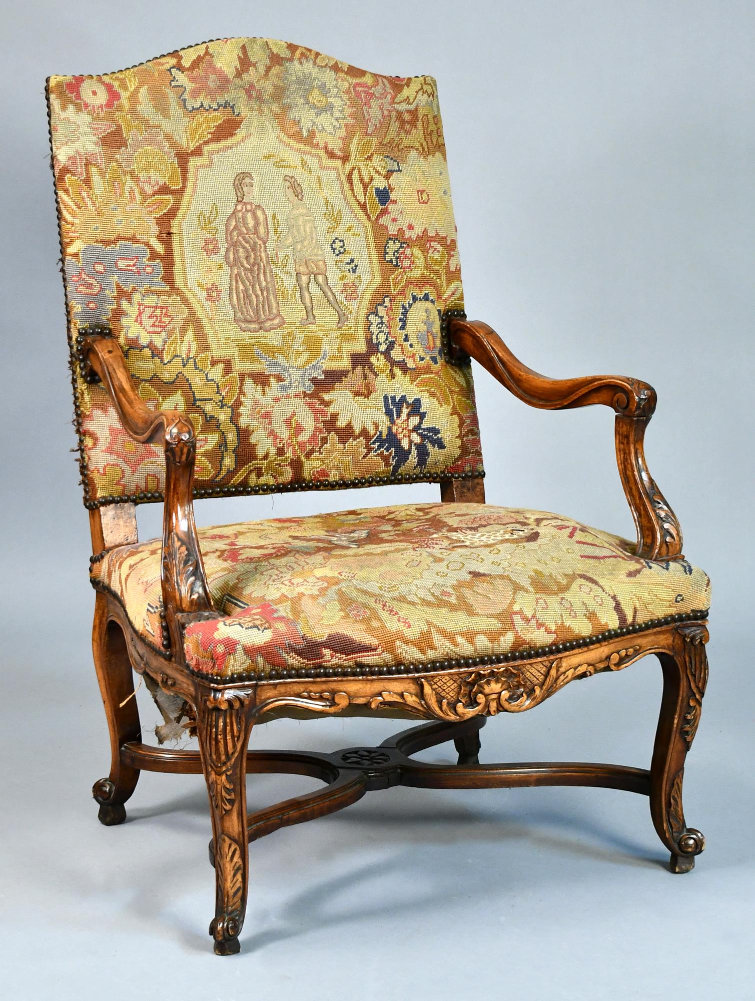 MID 19TH C. FRENCH LOUIS XIV ARMCHAIR. (1 of 10)