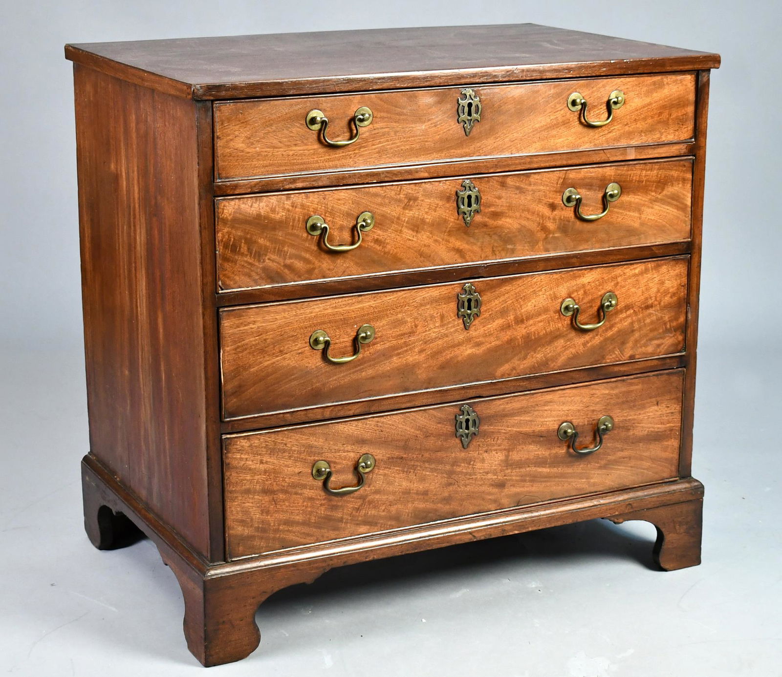 SMALL 19TH C. ENGLISH CHIPPENDALE CHEST. (1 of 8)
